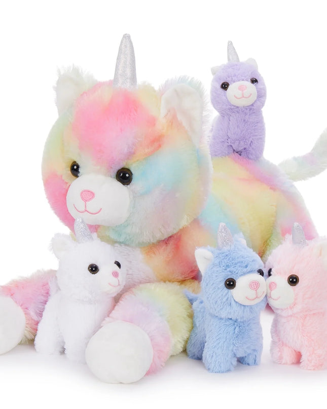 24" Cat Stuffed Animal Mommy Cat and 4 Baby Kitty Plush Toys