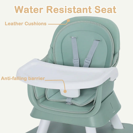 8 in 1 Baby High Chair, Toddler Dining Booster Seat for Eating, Green