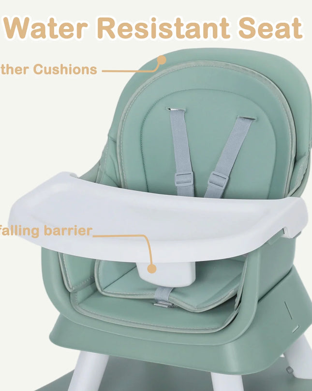 8 in 1 Baby High Chair, Toddler Dining Booster Seat for Eating, Green