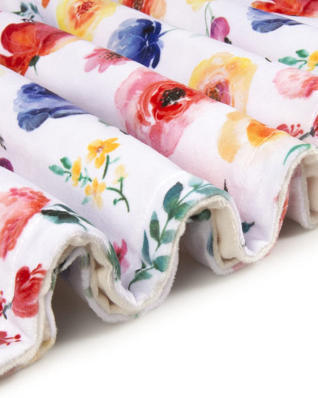 Baby Blanket for Girls Super Soft Double Layer Minky with Dotted Backing, Receiving Blanket with Blue Floral Multicolor Printed Blanket 30 X 40 Inch(75X100Cm)