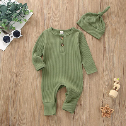 Newborn Baby Boy Girl Romper Clothes Infant Solid Ribbed Onesie Bodysuit Jumpsuit Outfits
