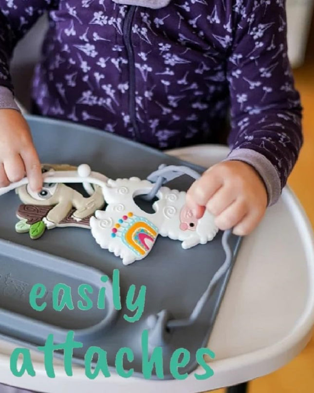 - Teething Toys Made of 100% Food Grade Silicone, Fun Animal Shapes for Teething Relief, Use Alone or Easily Attach Your Baby Teether to  Mats (Alpaca)