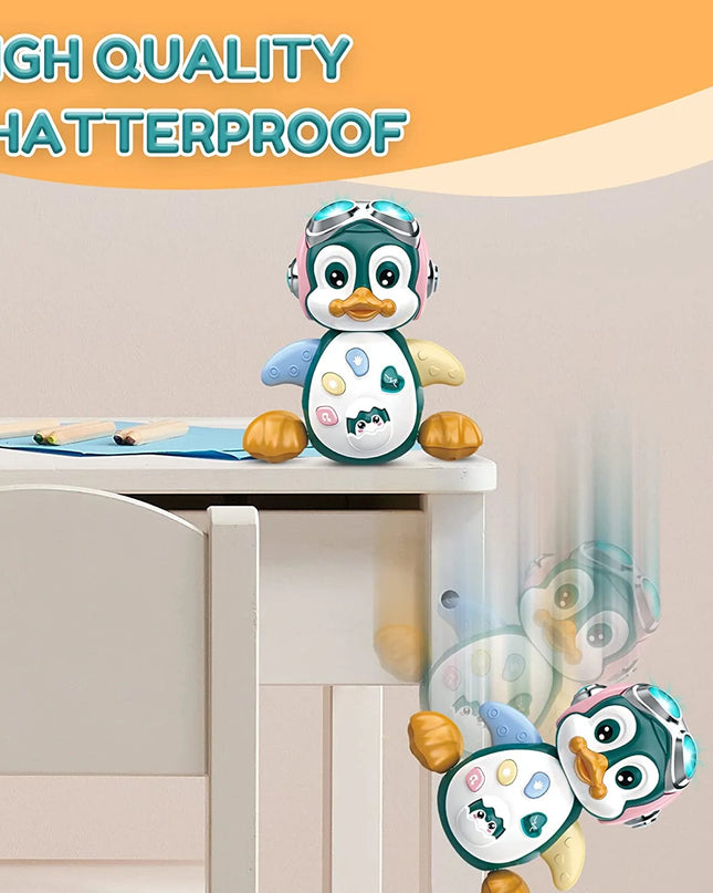 Musical Crawling Toys Penguin, Learning Moving Walking Dancing Toy with Music & Lights for Birthday Gifts