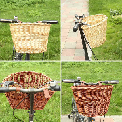 Vintage Rattan Bicycle Baskets Wood Bicycle Balance Baskets Bike Scooter Panniers Kids Bike Cart Plastic Handbag