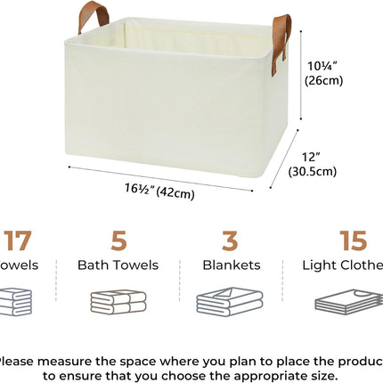 Storage Baskets for Shelves, Closet Organizer Bins, Clothes Storage Bins with Metal Frame, Extra Large Baskets for Organizing and Storage, Collapsible, Ivory, 2-Pack