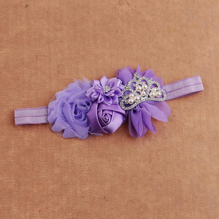 Baby Christening Headband Toddler Girls Fabric Flower Headband Tiara Stretchy Elastic in Pairs (Child, Purple/Lilac)