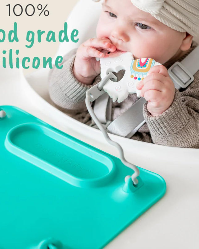 - Teething Toys Made of 100% Food Grade Silicone, Fun Animal Shapes for Teething Relief, Use Alone or Easily Attach Your Baby Teether to  Mats (Alpaca)