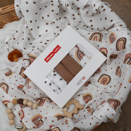 Muslin Swaddle Blankets 6-Pack, Swaddle Wrap Neutral Receiving Breathable Cotton Blankets for Newborn Infant Girls and Boys, 27 X 27", Rainbow