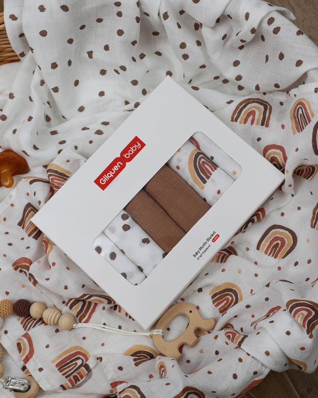 Muslin Swaddle Blankets 6-Pack, Swaddle Wrap Neutral Receiving Breathable Cotton Blankets for Newborn Infant Girls and Boys, 27 X 27", Rainbow