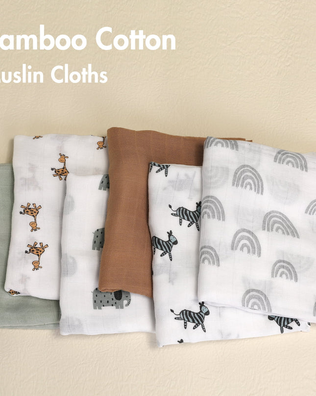Muslin Swaddle Blankets 6-Pack, Swaddle Wrap Neutral Receiving Breathable Cotton Blankets for Newborn Infant Girls and Boys, 27 X 27", Rainbow