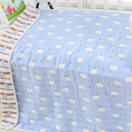 Pure Cotton 6-Layer Baby Bath Towel Blanket, 110cm