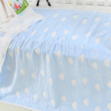 Pure Cotton 6-Layer Baby Bath Towel Blanket, 110cm