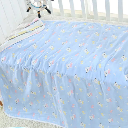 Pure Cotton 6-Layer Baby Bath Towel Blanket, 110cm