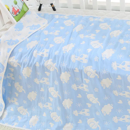 Pure Cotton 6-Layer Baby Bath Towel Blanket, 110cm