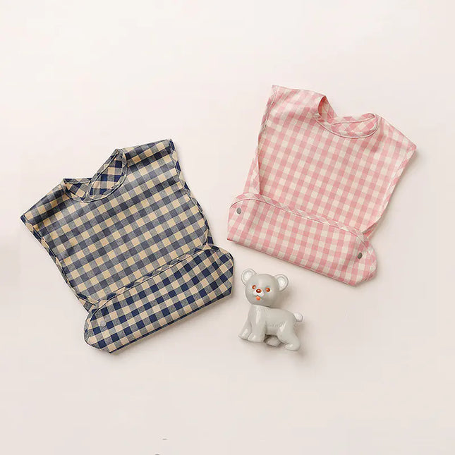 Fashion Plaid Waterproof Cotton Bib for Infants and Kids
