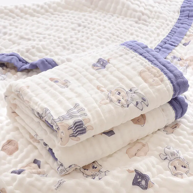 Fluffy Muslin Cotton Baby Blankets with Kids Print